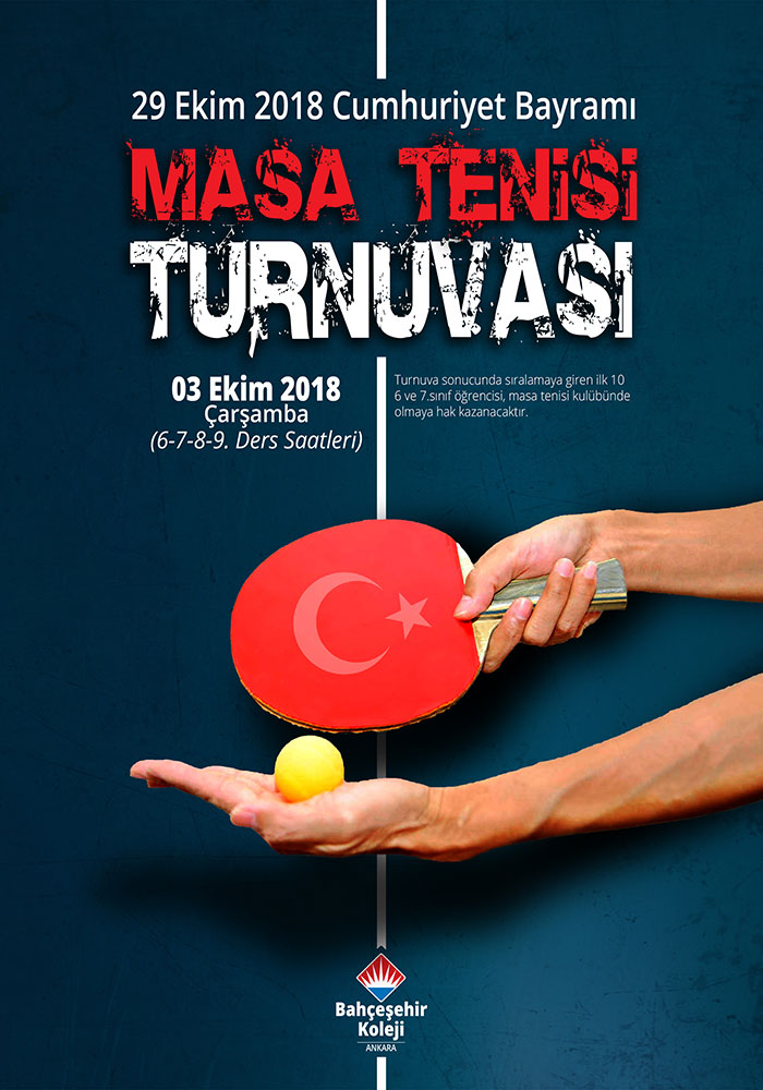 29 Ekim 2018 Cumhuriyet Bayramı Masa Tenİsİ Turnuvası Afİşİ